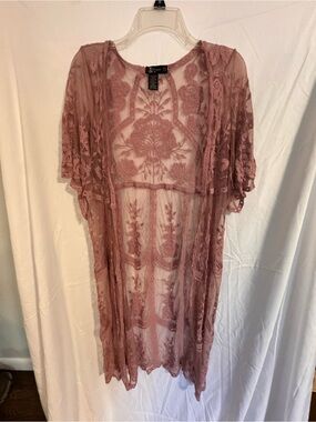 Miss Chievous Blush Lace Embroidered Mesh Top